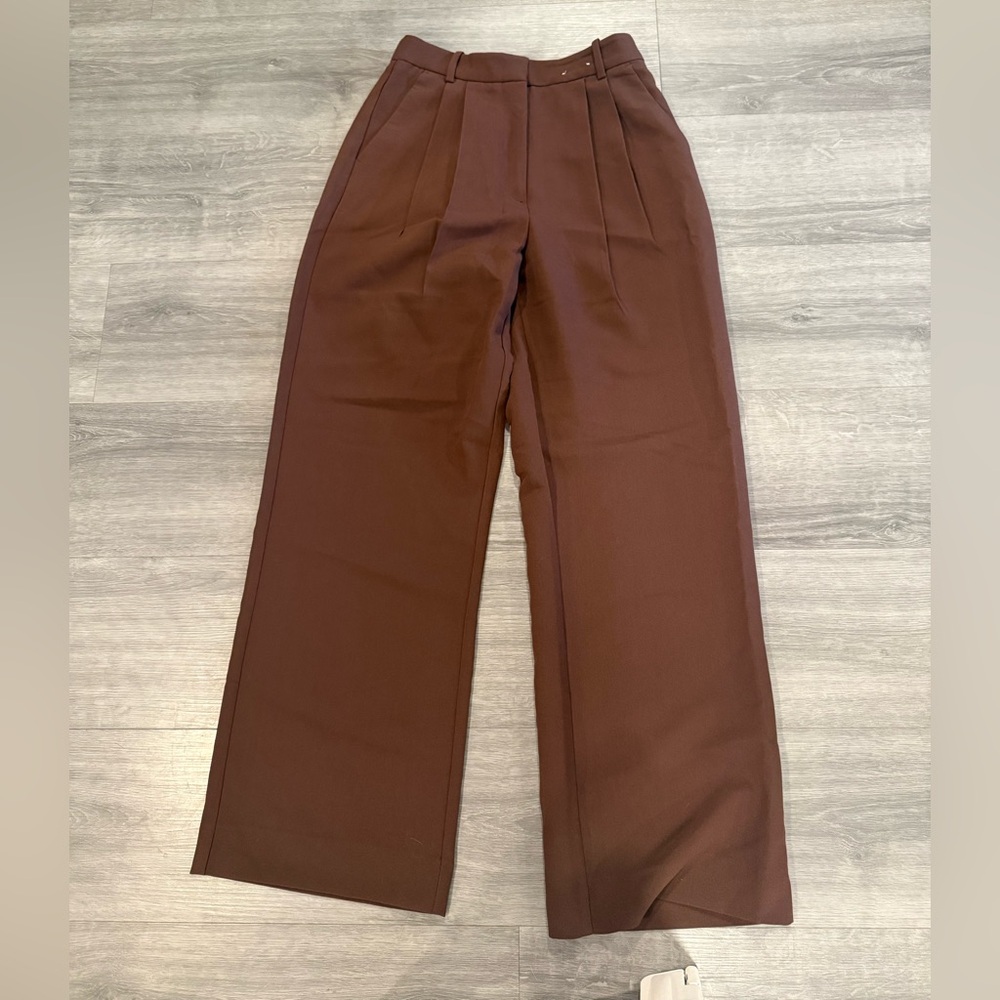 Abercrombie & Fitch Wide-Leg High-Rise Pants in Brown